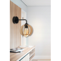 BERGE Nástenná lampa 1x E27 LOFT edison LED nástenné svietidlo nad zrkadlo, drevené