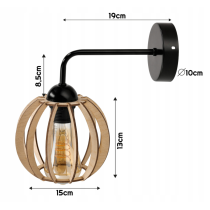 BERGE Nástenná lampa 1x E27 LOFT edison LED nástenné svietidlo nad zrkadlo, drevené