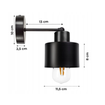 BERGE Nástenná lampa E27 - čierna