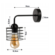 BERGE Nástenná lampa LED LOFT edison čierna 1xe27