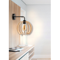 BERGE Nástenné LED svietidlo 1x E27 LOFT edison nad zrkadlo drevená guľa