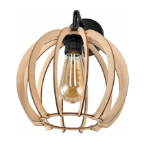 BERGE Nástenné LED svietidlo 1x E27 LOFT edison nad zrkadlo drevená guľa