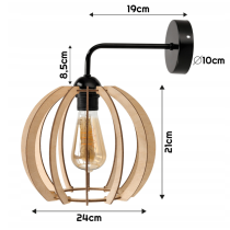 BERGE Nástenné LED svietidlo 1x E27 LOFT edison nad zrkadlo drevená guľa