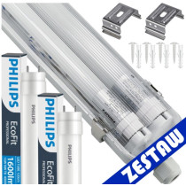 BERGE Sada hermetického svietidla PHILIPS 128 cm + 2x vodotesné LED trubice