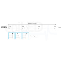 epiLED – 5m LED pásik COB-FREE-CUT – 13W, 480xCOB, 8mm, IP20, 24V DC - Neutrálna biela (NW) / 4000°K