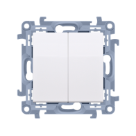 Kontakt Simon - Striedavý prepínač dvojitý SIMON10 CW6/2.01/X/11, radenie č. 6+6 bez piktogramu, 10AX, biela
