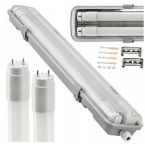 BERGE Hermetické svietidlo 120cm lampa + 2x LED trubice vodotesné 6000k studená teplota