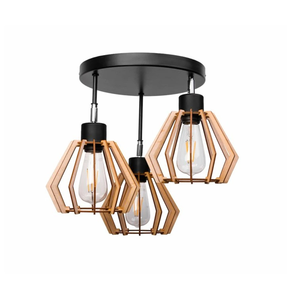 BERGE Stropná závesná lampa 3xe27 diamond wood