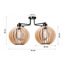 BERGE Závesná lampa DRON 4xE27 - DREVENÁ GUĽA