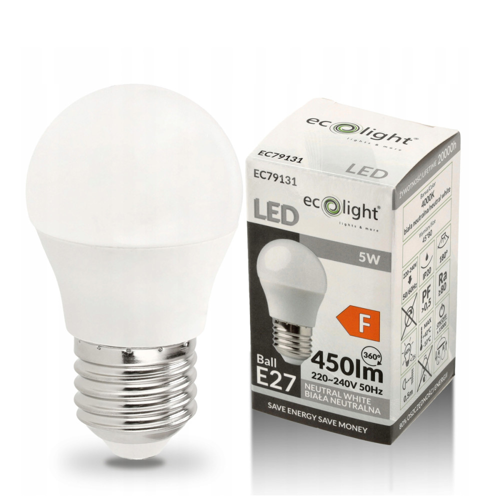 BERGE LED žiarovka E27 5W 450lm G45 Neutrálna farba 4000K