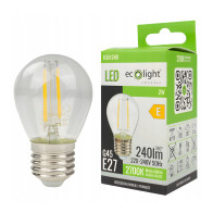 BERGE LED žiarovka E27 filament 2W 240lm 2700k g45 - teplá farba