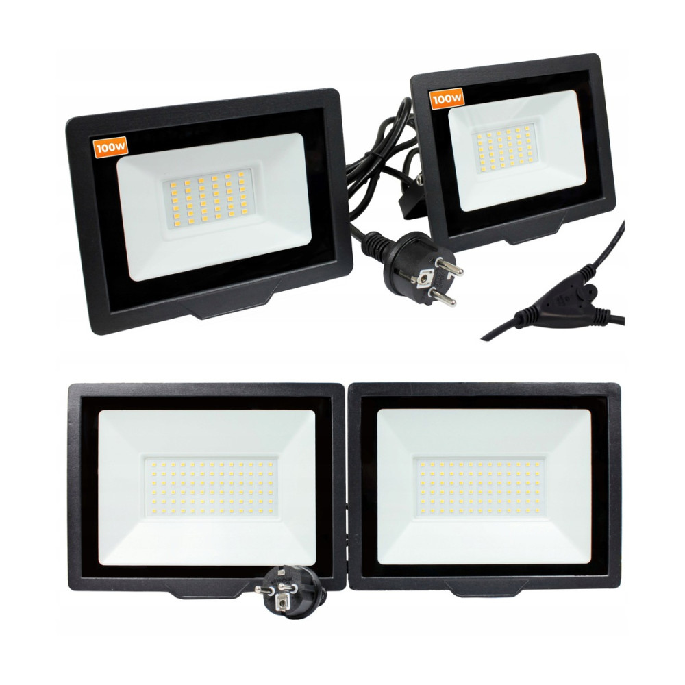 BERGE LED reflektor 2x 100W pre statívy 4500k 14000lm + 1,5m kábel