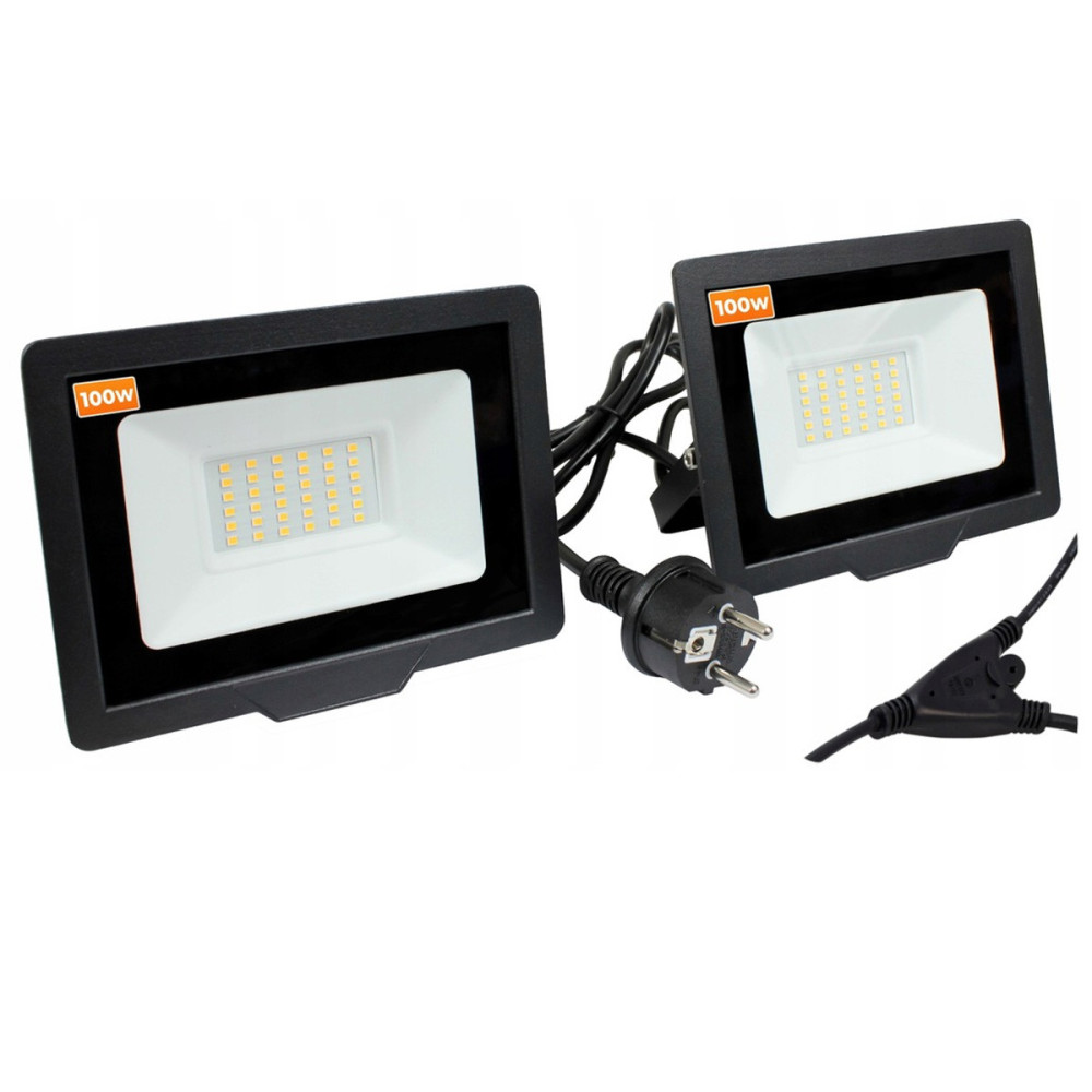 BERGE LED reflektor 2x 100W pre statívy 6000k 14000lm + 1,5m kábel