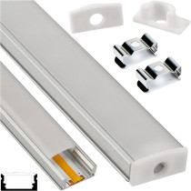 BERGE Hliníkový LED profil pre povrchovo montovaný zapustený pás s mliečnym krytom, sada 2m