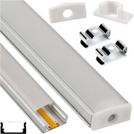 BERGE Hliníkový LED profil pre povrchovo montovaný zapustený pás s mliečnym krytom, sada 2m