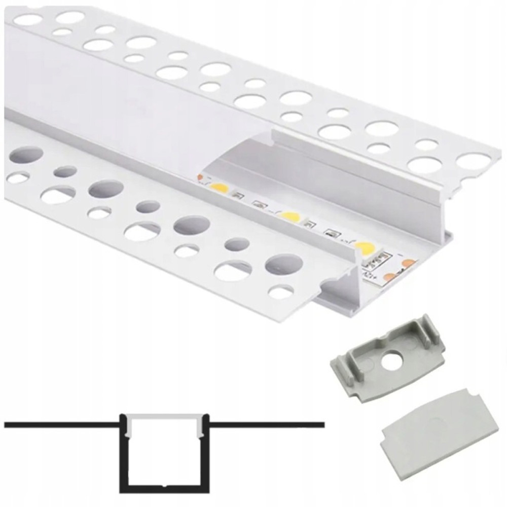 BERGE Hliníkový profil 2m eloxovaný široký pre sadrokartón - 22mm