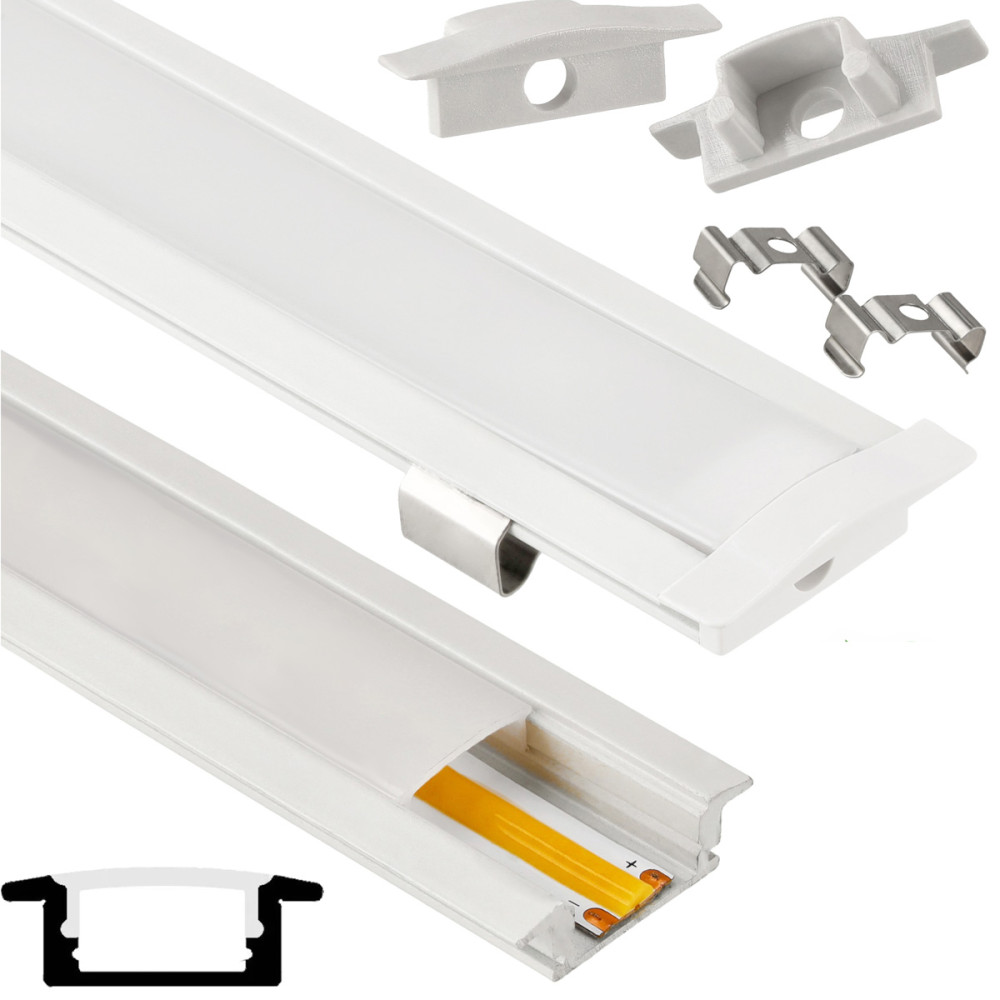 BERGE Hliníkový profil pre LED pásik, biely zapustený opálový difúzor, sada 2m