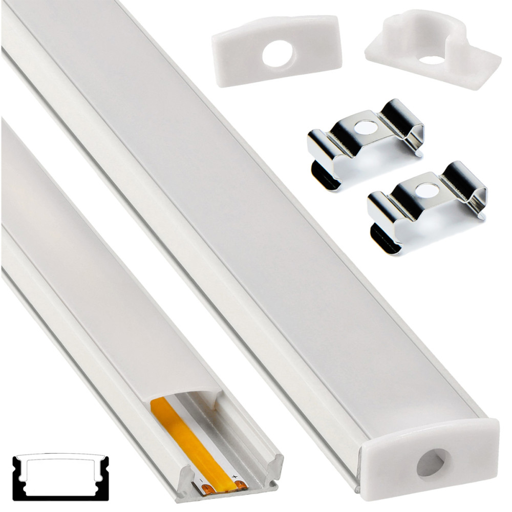 BERGE LED profil hliníkový biely + mliečny kryt 2m zapustená / povrchová montáž sada