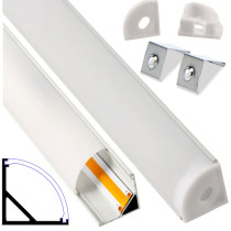 BERGE Hliníkový profil pre LED pásik 8 a 10 mm, rohový, biely, 2m, sada