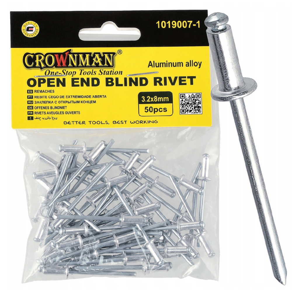 CROWNMAN Hliníkové trhacie nity 3,2x8mm sada 50 kusov