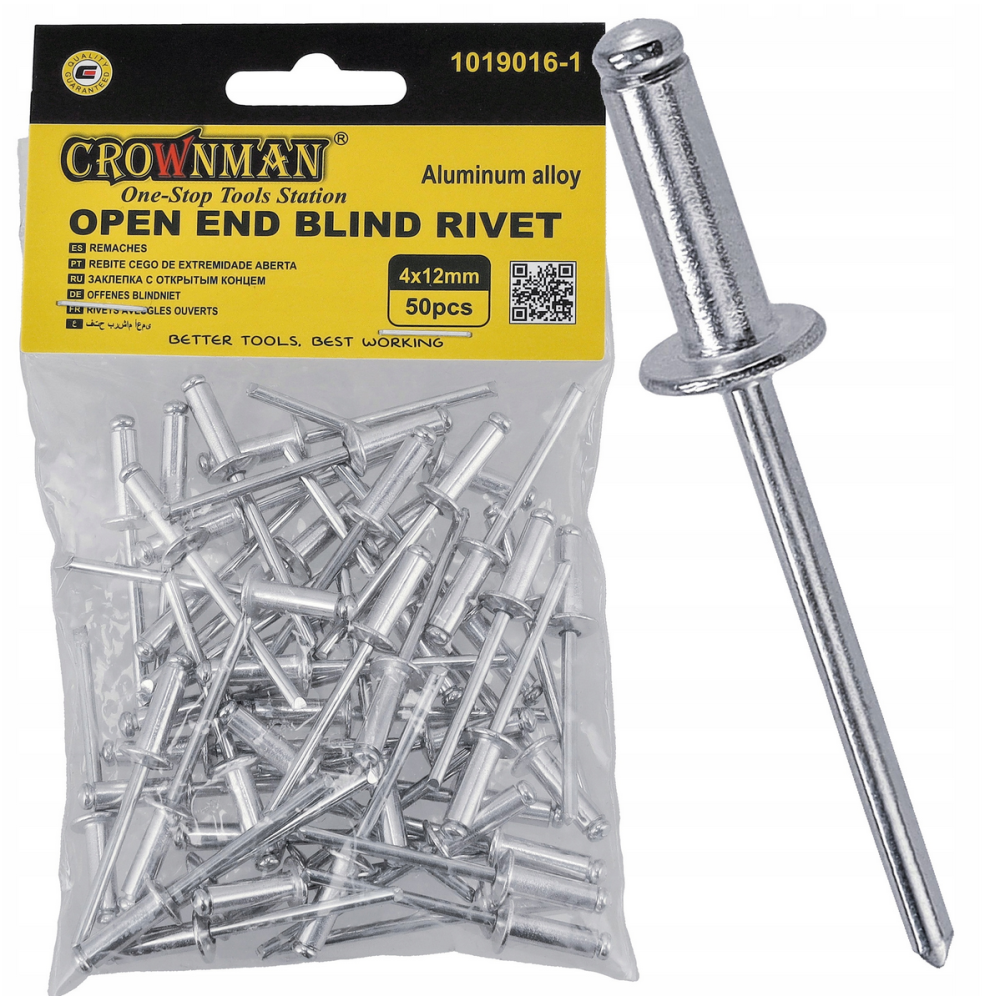 CROWNMAN Hliníkové trhacie nity 4mmx12mm sada 50 kusov