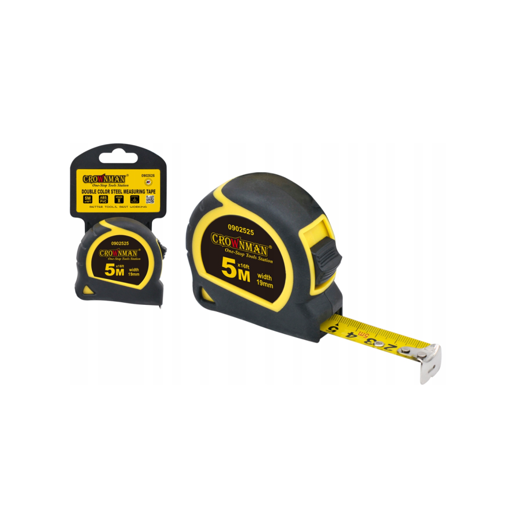 CROWNMAN Zvinovací meter / zvinovací meter so zámkom, pravítko 5M 19mm