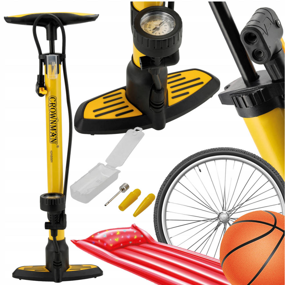 CROWNMAN Podlahová pumpa na kolo a auto s manometrem