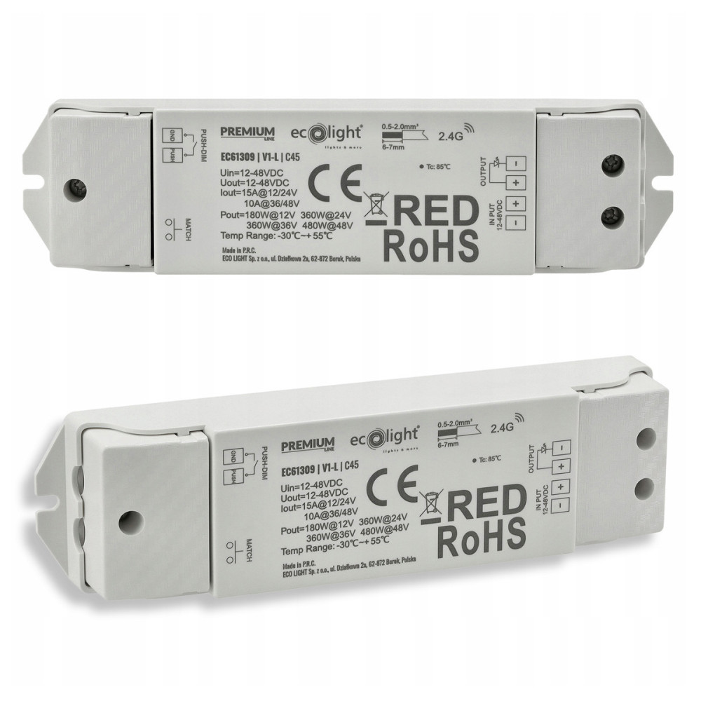 BERGE Stmievač LED pásikov rf mono 12v 24v 15a wave controller