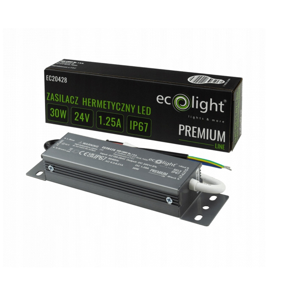 BERGE 24V LED napájací zdroj hermetický 30W 1,25A vodotesný transformátor PREMIUM
