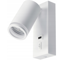 BERGE LED nástenné svietidlo GU10 s vypínačom a USB portom - biela