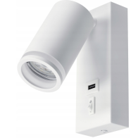 BERGE LED nástenné svietidlo GU10 s vypínačom a USB portom - biela