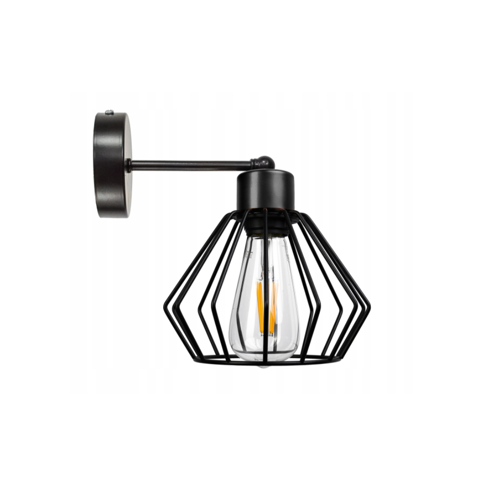 BERGE Nástenná lampa - kinkiet - E27 - BRYLANT - čierna