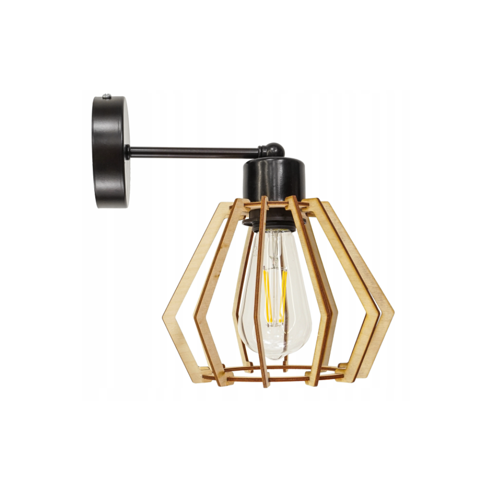 BERGE Nástenná lampa - kinkiet - E27 - DIAMANT - čierna