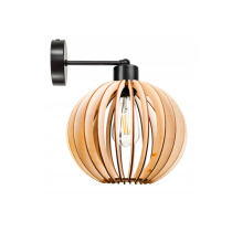BERGE Nástenná lampa - kinkiet - E27 - drevená guľa - čierna
