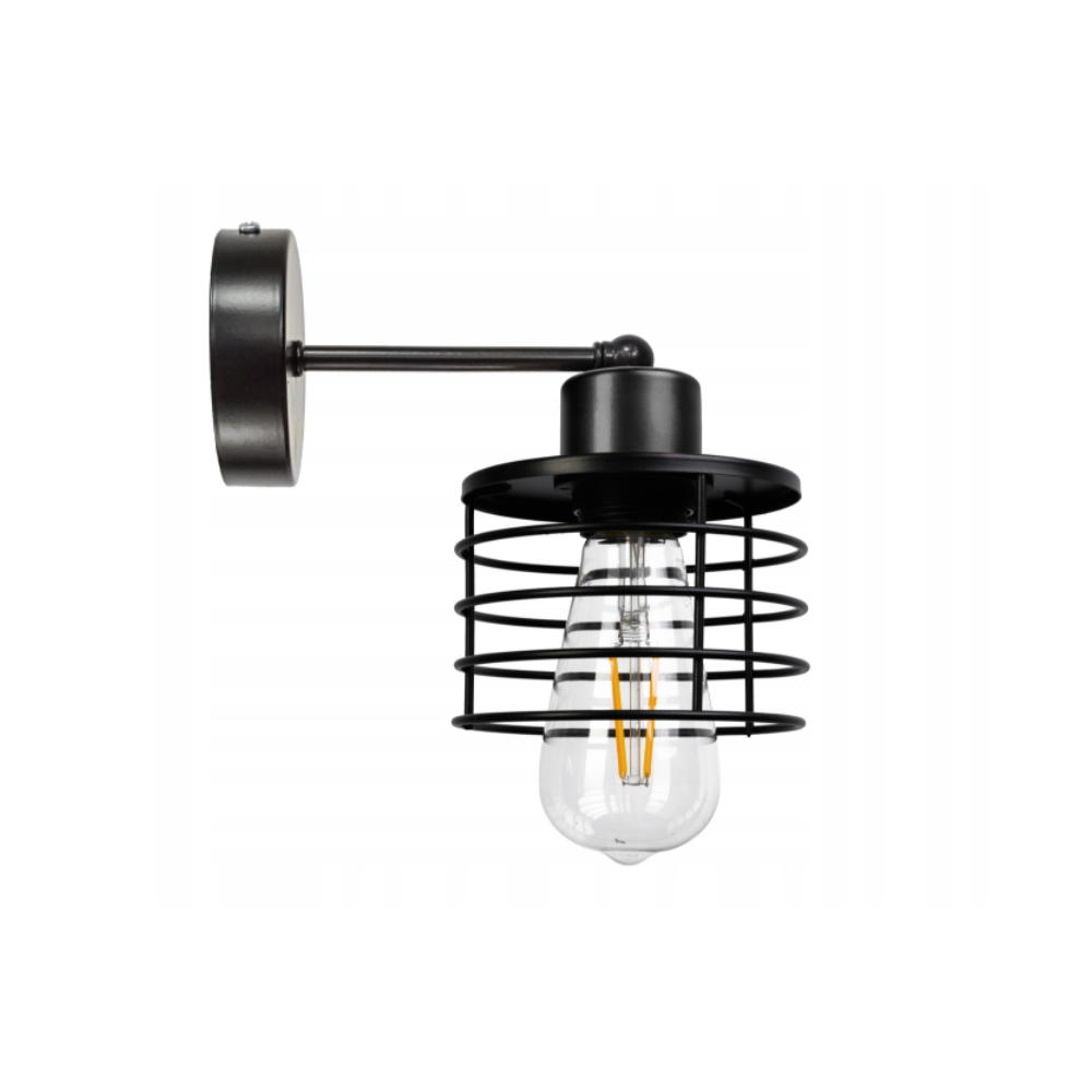 BERGE Nástenná lampa - kinkiet - E27 - PRUŽINA - čierna