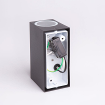 BERGE Záhradná nástenná lampa, vonkajšia, 2x GU10, hliník, čierna, IP44