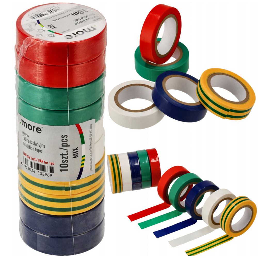 BERGE 10x Izolačná páska 15 mm x 0,13 mm 10 m - mix farieb