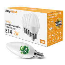 BERGE 6x LED žiarovka E14 7W 580lm teplá farba 3000k c37