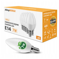 BERGE 6x LED žiarovka E14 7W 580lm teplá farba 3000k c37
