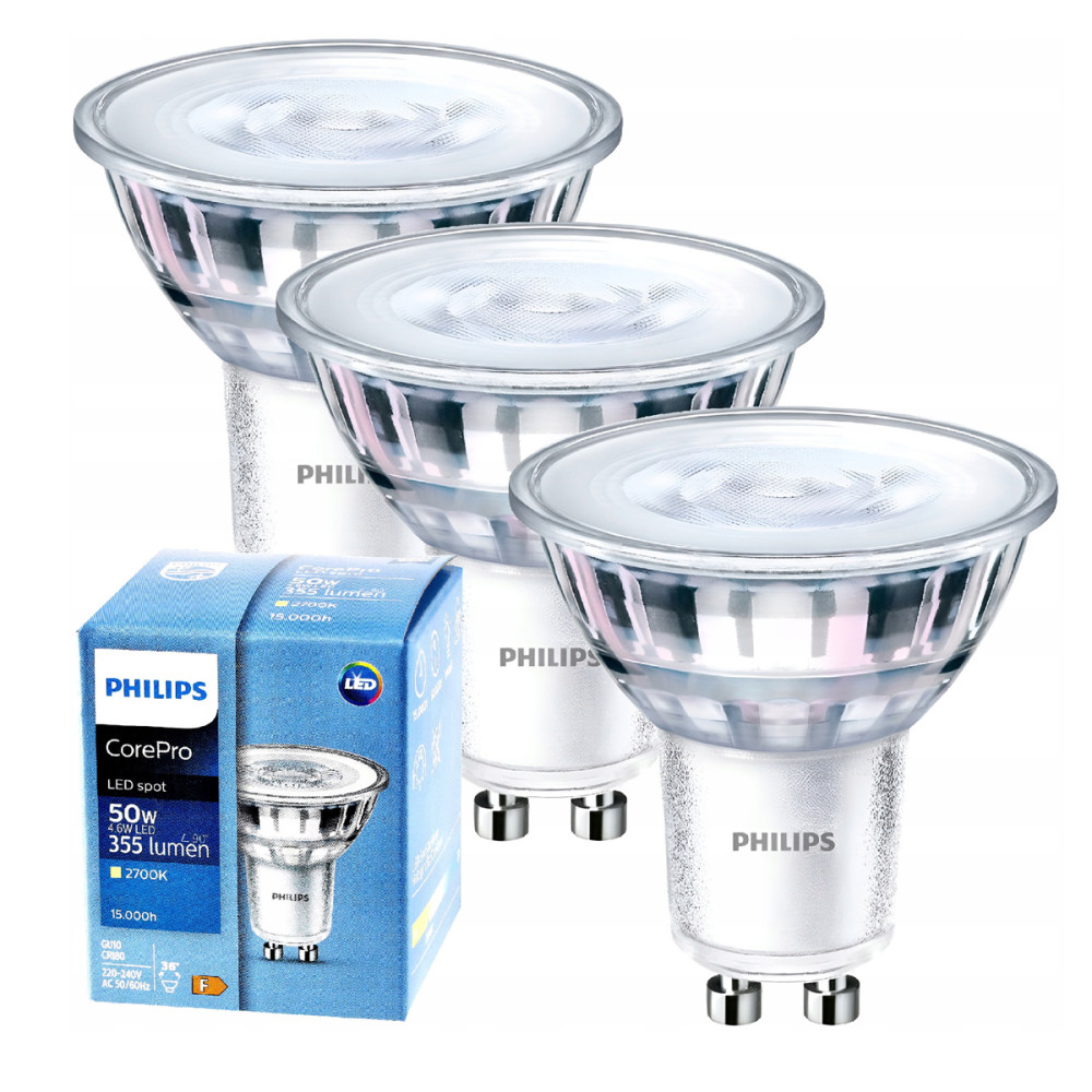 PHILIPS 3x LED žiarovka GU10 4,6W 355lm 36° 2700k