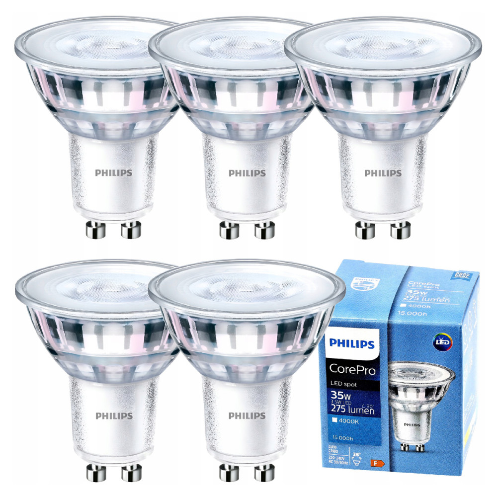 PHILIPS 5x LED žiarovka GU10 3,5W 275lm 36° 4000k