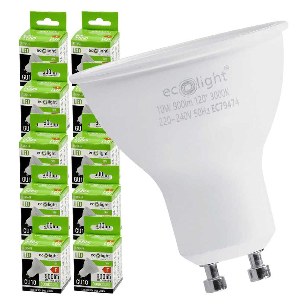 ECOLIGHT 6x GU10 LED žiarovka 10W teplá biela