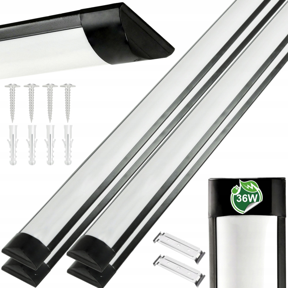 BERGE 4x LED garážová lampa 120cm 36W 3600lm čierna 4500k