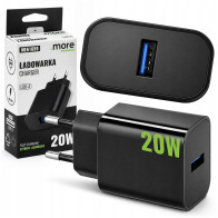 BERGE Nabíjačka cube fast usb-a čierna sieťová 20W pre telefón