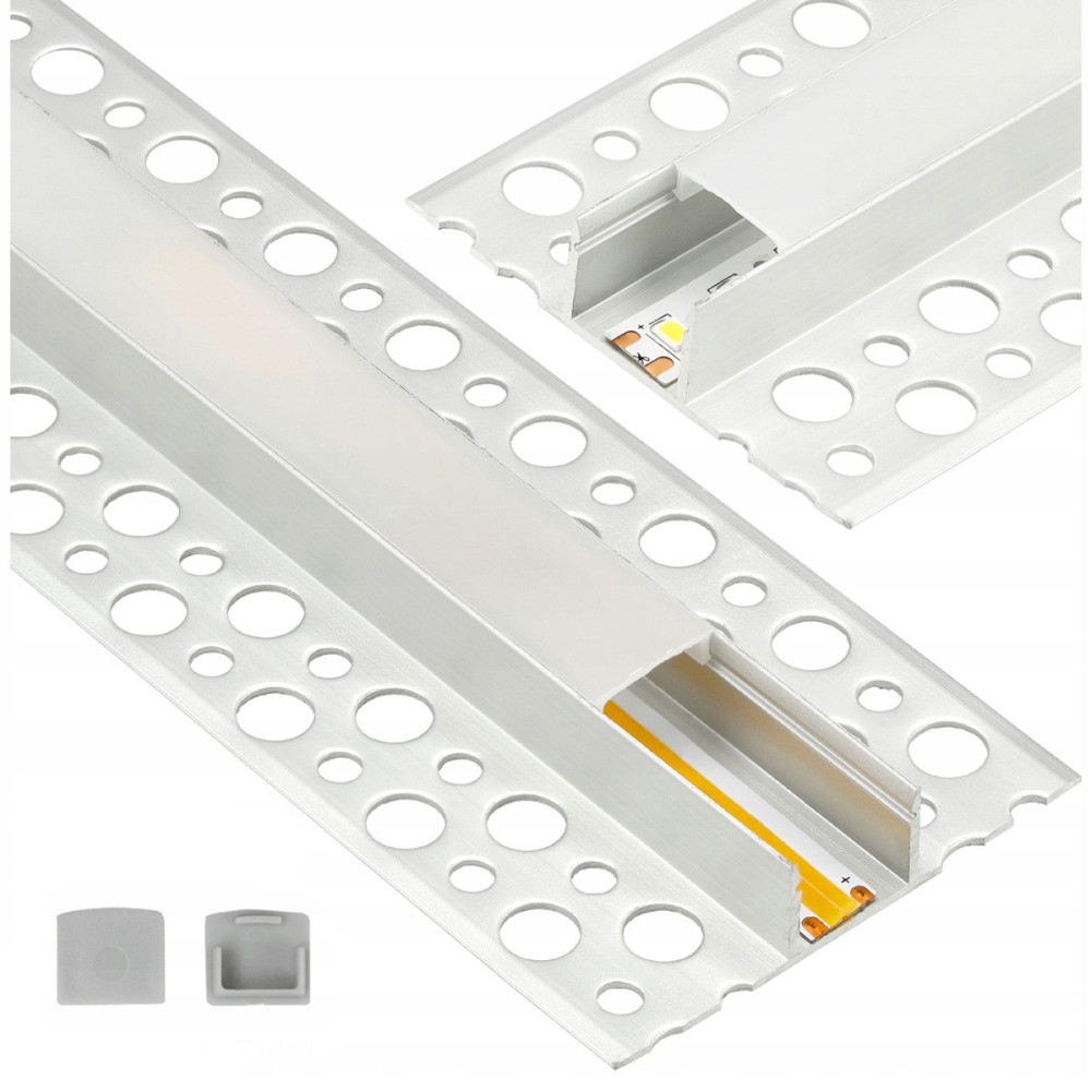 BERGE Zapustený hliníkový LED profil pre sadrokartónové dlaždice 1m + tienidlo