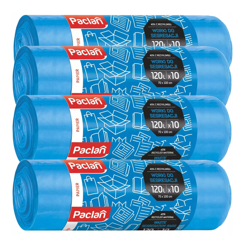 BERGE 4x vrecia na odpad 120l 10 ks modré na triedenie papiera paclan bag