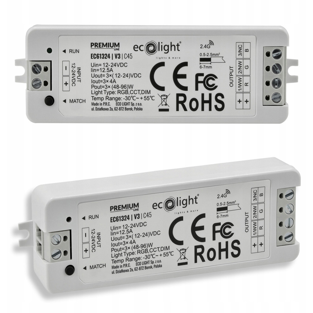 BERGE RGB zónový ovládač pre LED pásy 12a 12-24v 3-kanálový prémiový rádiový