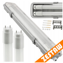 BERGE Hermetické svietidlo 120cm lampa + 2x LED trubice vodotesné 6000k studená teplota