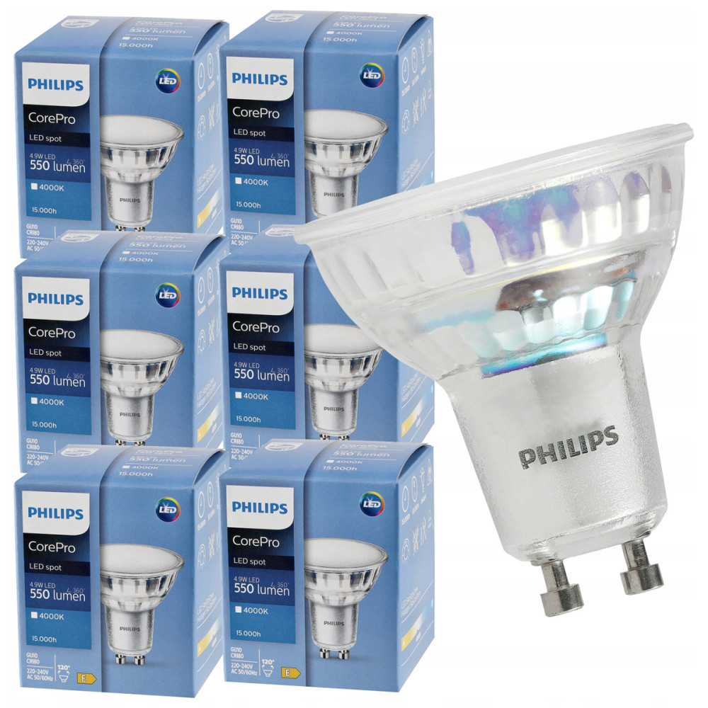 BERGE 6x LED žiarovka GU10 4,9W 550lm 4000k neutrálna biela