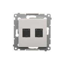 Kontakt Simon - Dvojitá počítačová zásuvka SIMON54 D62.01/11, RJ45 kat6 s protiprachovou clonou, Biela